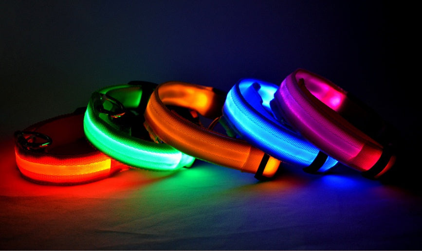 Nylon LED Pet Dog Luminous Collar Night Safety