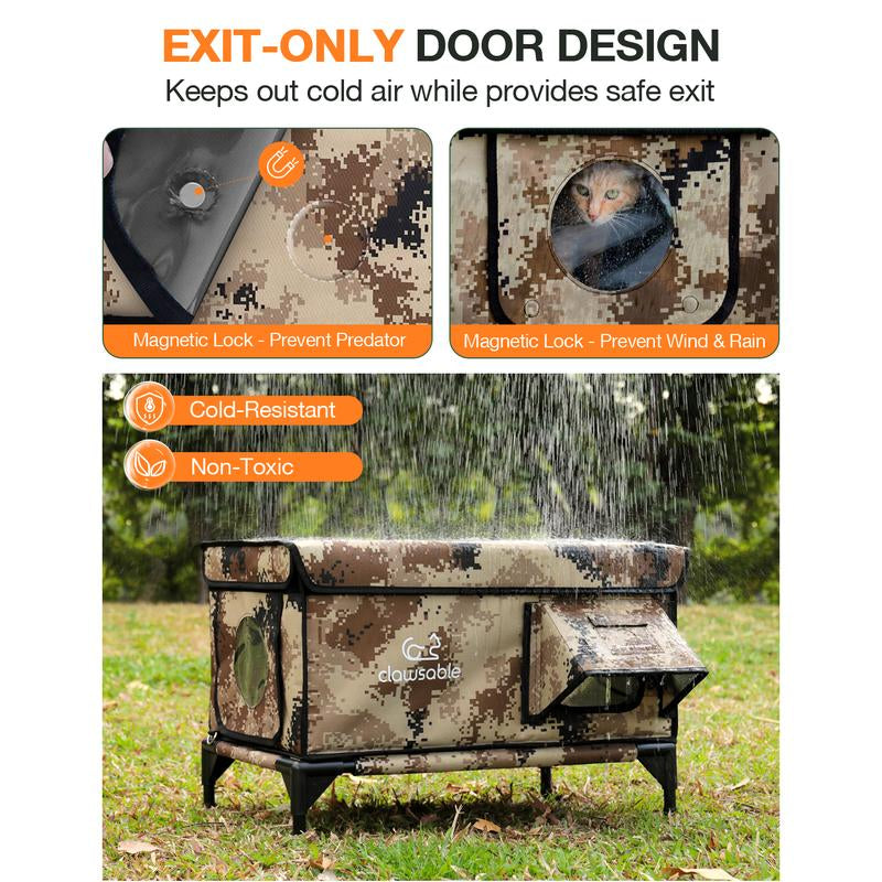 Heated Cat House for outside Cats Winter, 100% Weatherproof