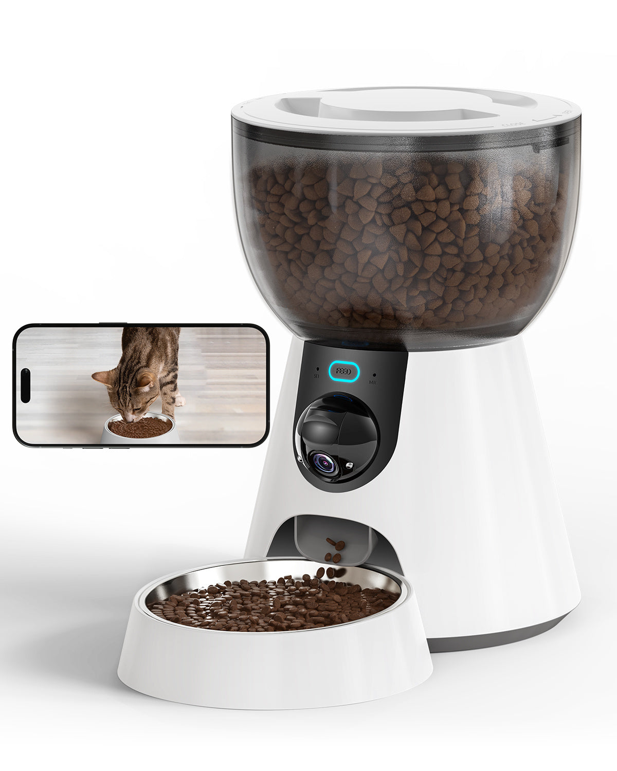 Automatic Cat Feeder With Camera, 1080P HD Video, Night Vision, 5G WiFi, 2-Way Audio, 10s Voice Recorder