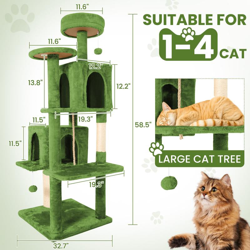 Cat Tree / Tower for Indoor with Green Leave