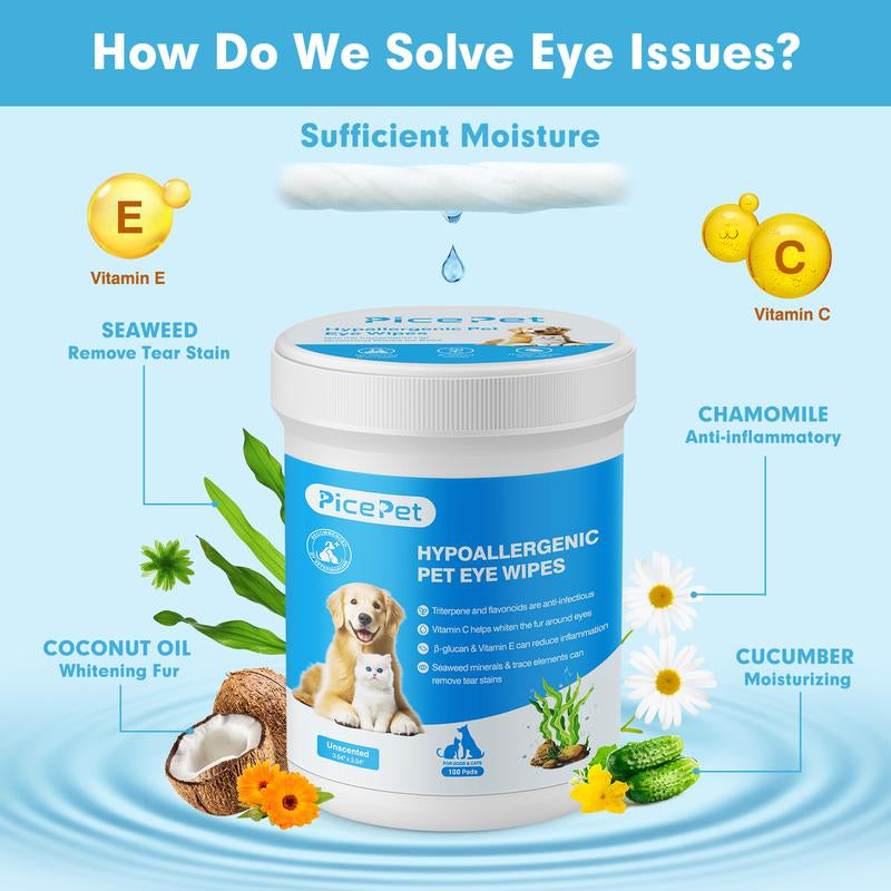 Hypoallergenic Eye Wipes for Dog & Cats