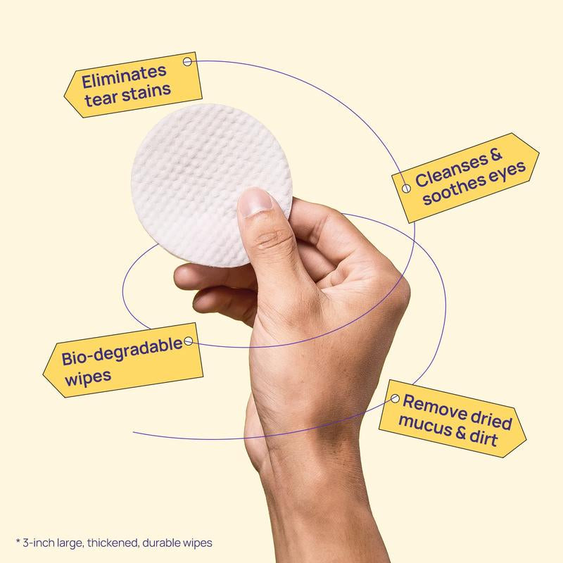 【Falldealsforyou】Hicc PET Eye Wipes for Dogs & Cats, Hypoallergenic Dog Eye Wipes Cleaner, Natural Cleaning Grooming Pet Wipes Gently Remove Tear Stain, Eye Debris, Discharge, Mucus, Non-Irritating, Unscent, 100 PCS Large Pet Grooming Eye#Petlife