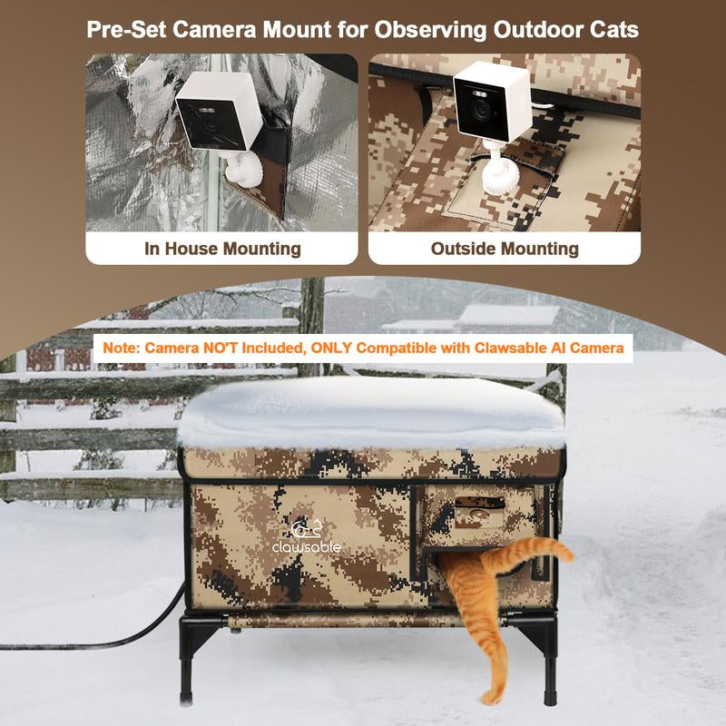 Heated Cat House for outside Cats Winter, 100% Weatherproof