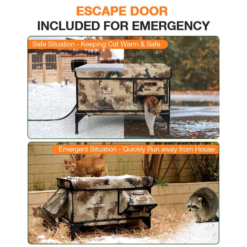 Heated Cat House for outside Cats Winter, 100% Weatherproof