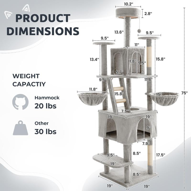 Cat Tree / Tower for Indoor with Green Leave
